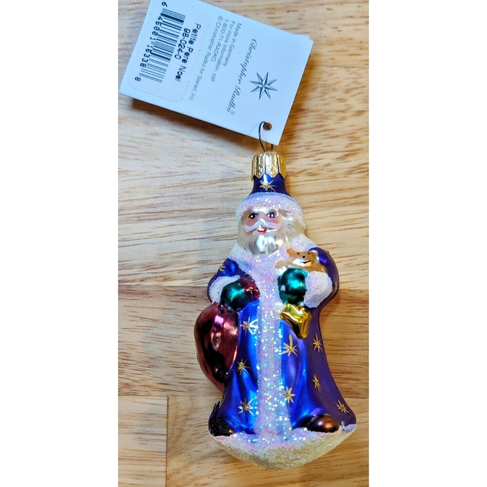 1998 CHRISTOPHER RADKO Petite Pere Noel Germany Glass Christmas Ornament tag